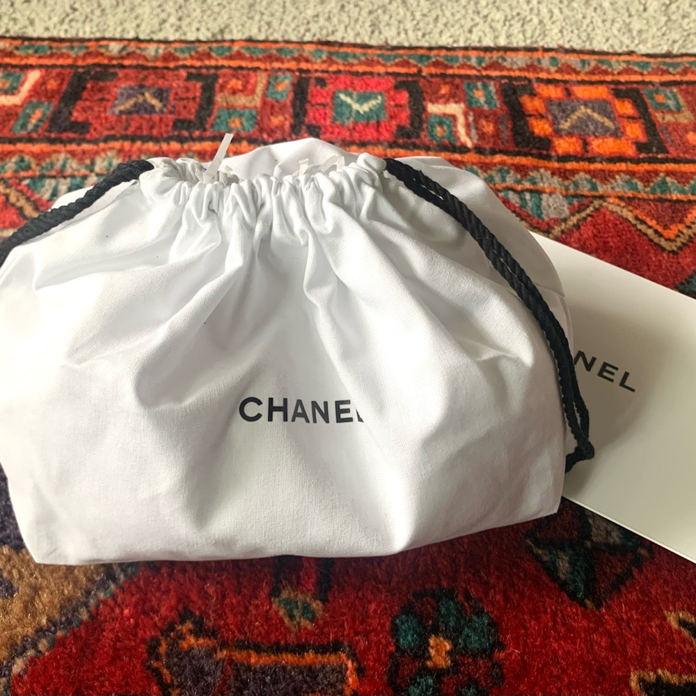 New Chanel White Cloth Makeup Bag Drawstring Pouch Bag